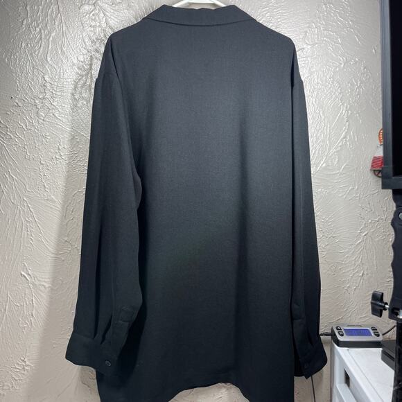 Syllables System Black Long Sleeve Button Up Embroidered Pleated Shirt Mens XL - Picture 4 of 5